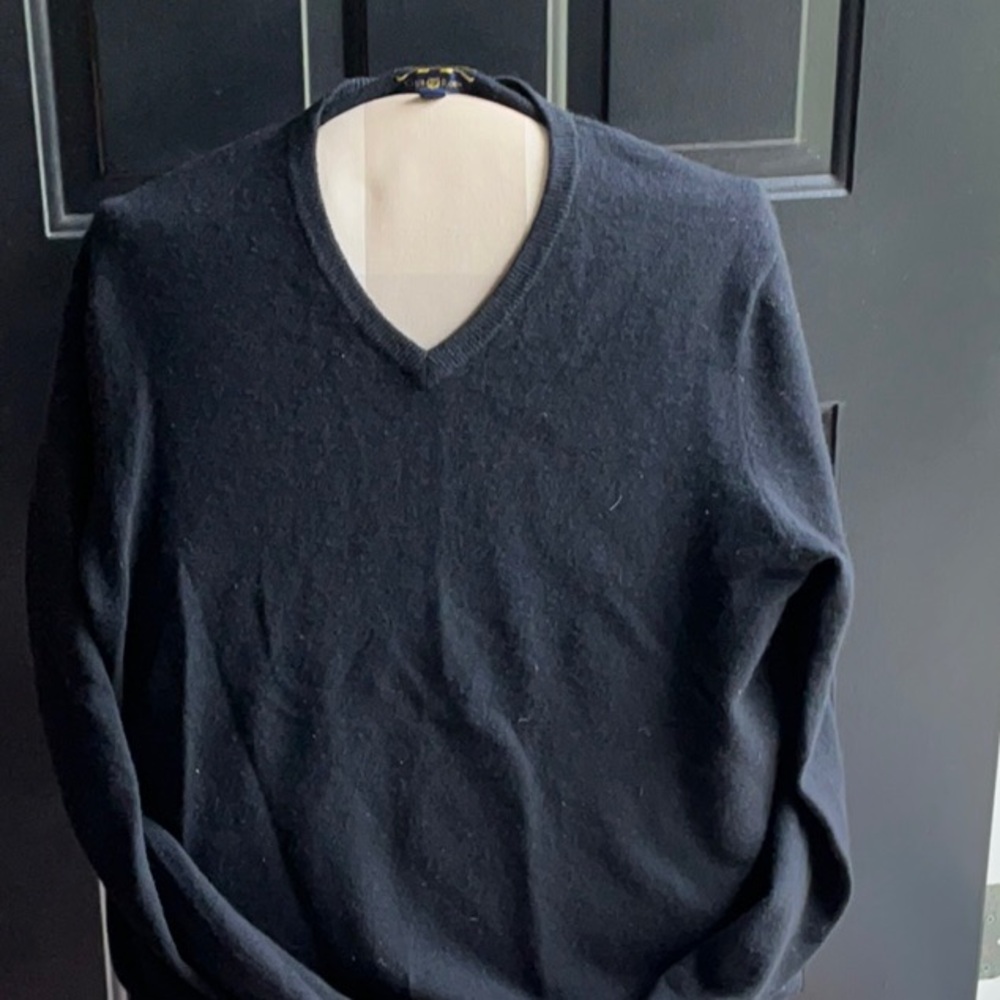 2 ply black men’s cashmere sweater